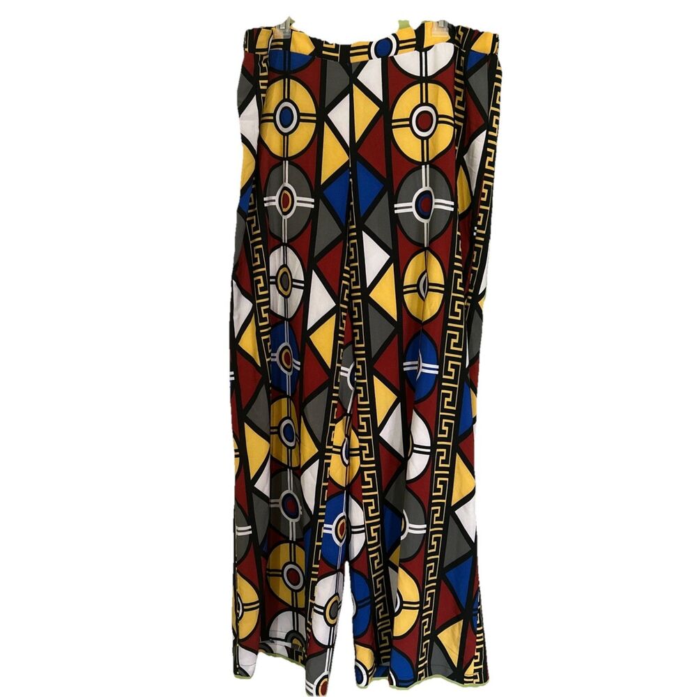 Tribal Print Wide Leg Pants pull on Palazzo Lightweight Colorful Plus Size 18 20